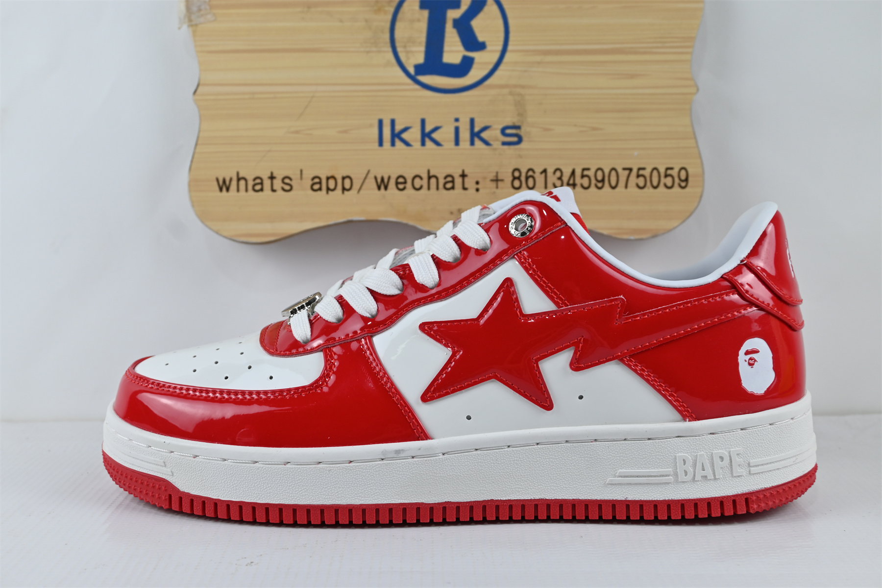 A Bathing Ape Bape Sta Patent Leather White Red (2023)