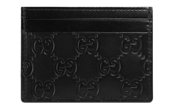 Gvc*1 Signature Leather Card Holder GG  Black