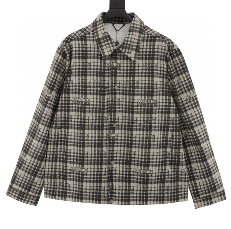 L0vis Vvtt0n  Check Denim Long Sleeve Shirt Jacket 2024
