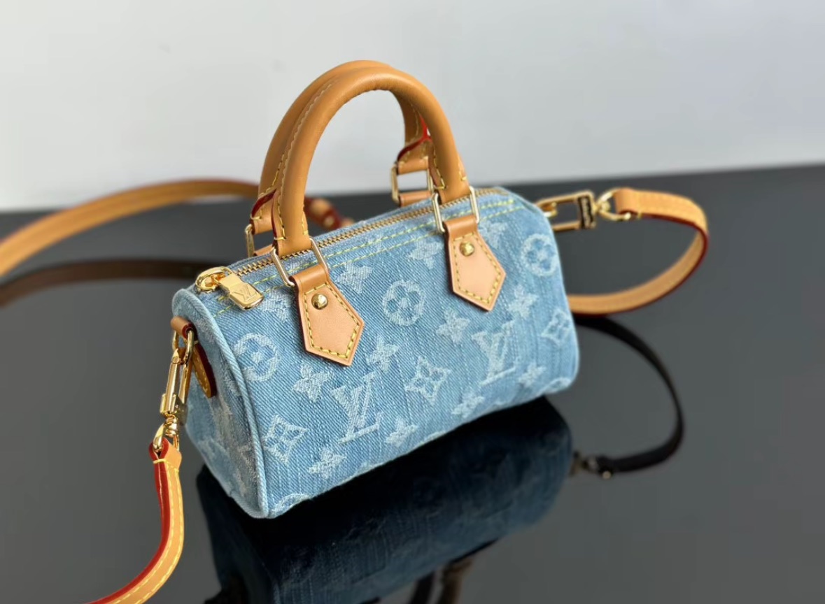 L0vis Vvtt0n Nano Speedy Monogram Denim Blue