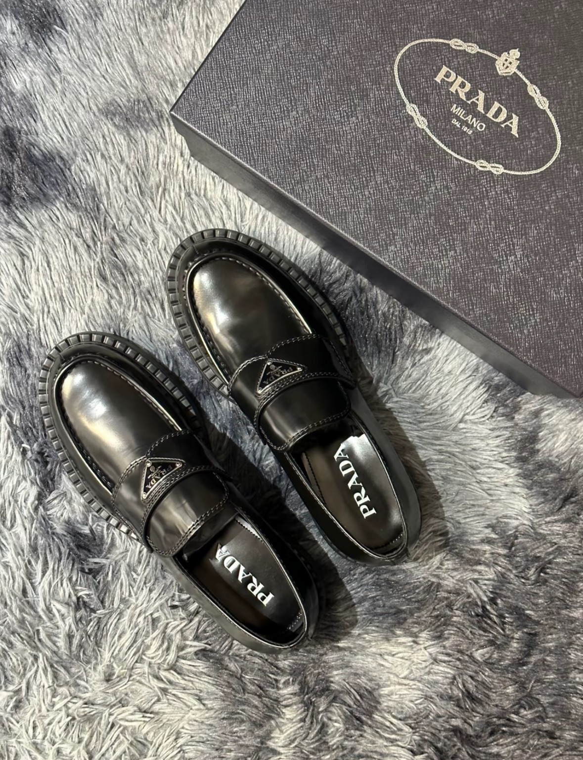 Pra*a Chocolate brushed leather loafers